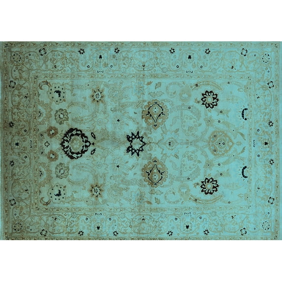 Ahgly Company Indoor Rectangle Oriental Light Blue Industrial Area Rugs, 5' x 7'