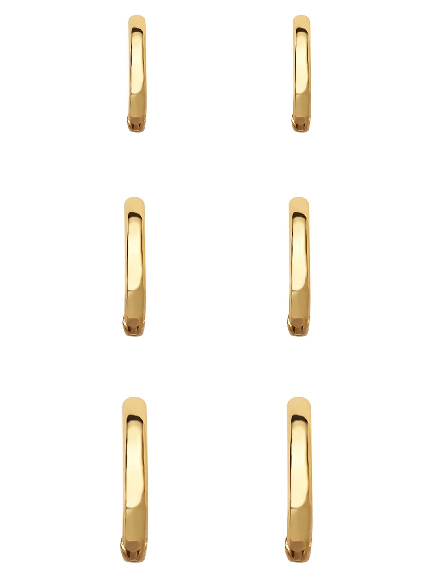Believe by Brilliance Women's Brass 14kt Gold Flash Plated Graduated Polished Hoop Set