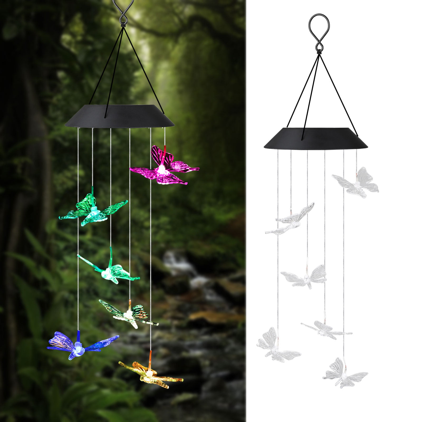 Solar Powered Color Changing LED Wind Chimes Home Garden Yard Decor Light Lamp