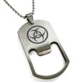 thumbnail image 1 of Stainless Steel Encircled Biohazard Engraved Bottle Opener Dog Tag Pendant Necklace, 1 of 1