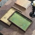 thumbnail image 1 of Jiaeri Wooden Serving Tray with Embossed Leaf Design, Decorative Storage Tray for Coffee Table, Desk, Vanity | Small Item Organizer for Living Room, Entryway, Bathroom | Rustic Home Decor Accent Tray, 1 of 7