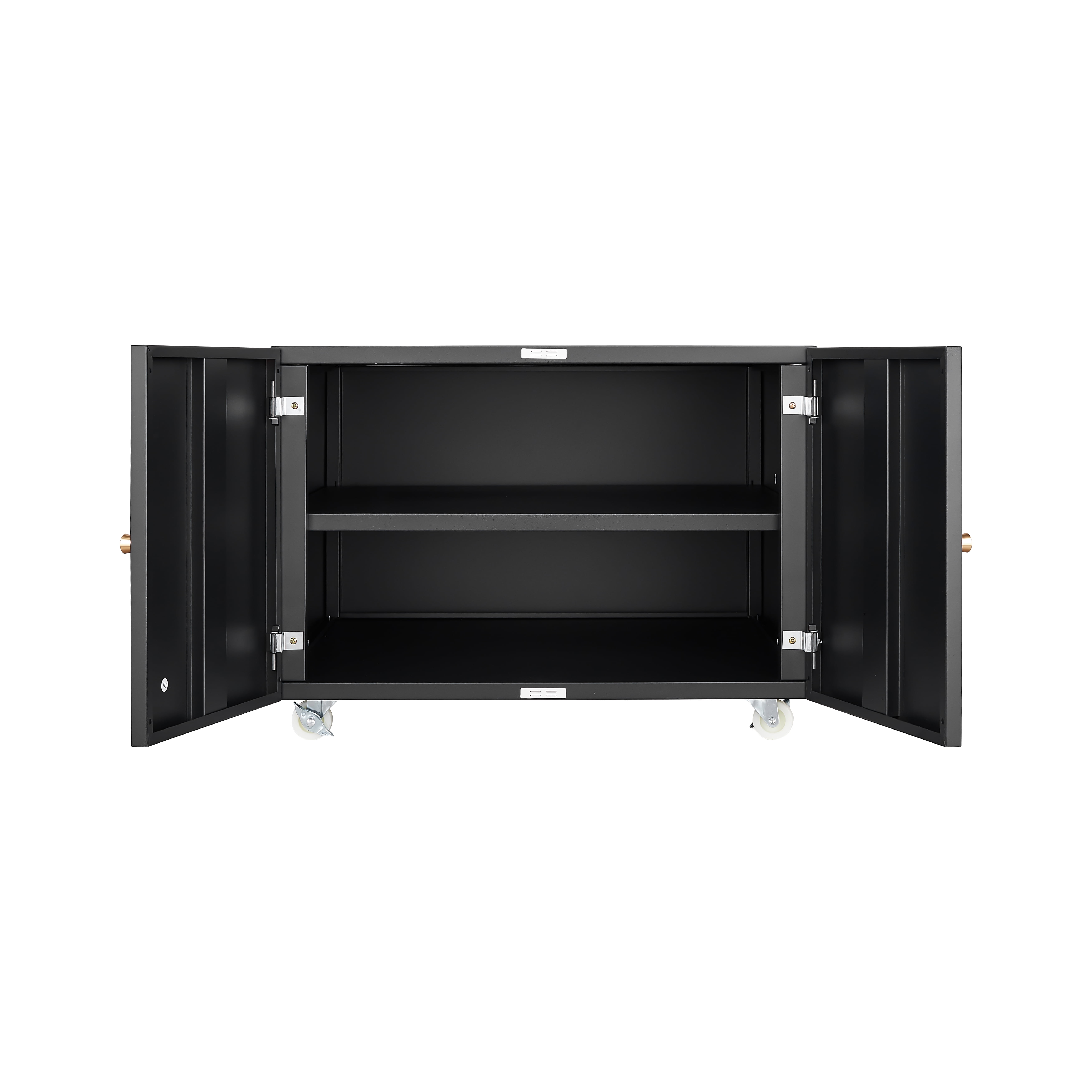 Double-Door Printer Cabinet with 360° Lockable Casters, Adjustable Shelves, Waterproof Storage Cabinet for Office, Home, Garage