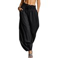 thumbnail image 2 of Womens High Waist Harem Pants Casual Solid Color Loose Fit Baggy Lantern Long Pants with Pockets, 2 of 6