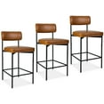 thumbnail image 3 of Best Choice Products Set of 3, Armless Counter Height Bar Stools, Modern PU Faux Leather Stools - Camel Brown, 3 of 11
