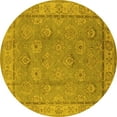 thumbnail image 1 of Ahgly Company Indoor Round Oriental Yellow Traditional Area Rugs, 5' Round, 1 of 4
