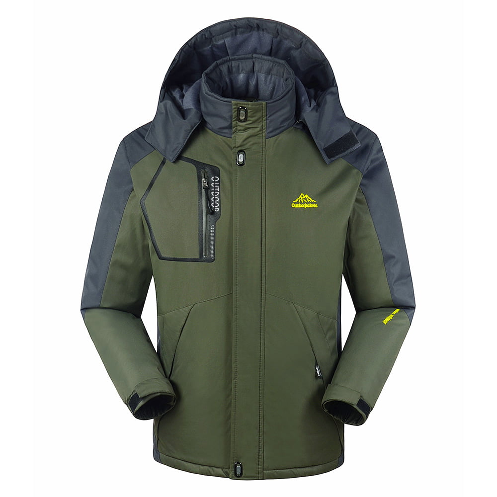 Men's Outdoor Sports Warm Waterproof Hooded Jackets Camping Mountaineering Coat