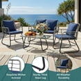 thumbnail image 3 of YIORTWO 4-Piece Outdoor Patio Furniture Set, Wicker Sofa Set with Thick Cushions, All-Weather Rattan Deep Seating Set with Tempered Glass Table, Blue, 3 of 9