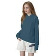 thumbnail image 4 of Long Sleeve Ice Silk Top for Yoga/Running, Uv Protection Shirts Women Fishing Beach Blue Hoodie Sun Shirt Hiking Workout Tops White Sweatshirt Running Clothing Blue S, 4 of 6