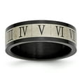 thumbnail image 1 of Stainless Steel Brushed Black IP-plated Roman Numerals Band Size: 8; for Adults and Teens; for Women and Men, 1 of 5