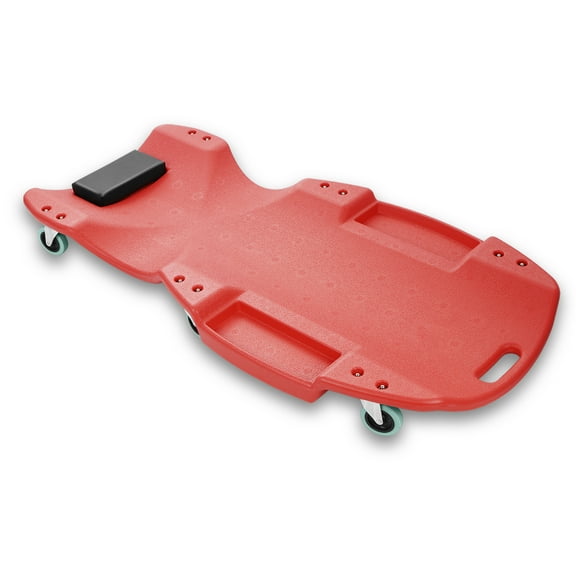 48 Inches Red Heavy-Duty Low-Profile Roller Automotive Creeper with Padded Headrest Red
