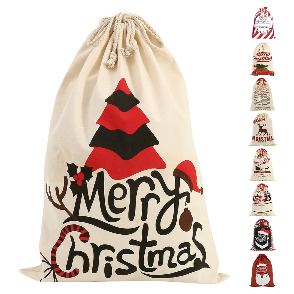 Yous Auto 2pack Large Christmas Santa Sack Vintage Xmas Present Sacks 70x50cm Drawstring Gift Bags Personalised Present Bags 