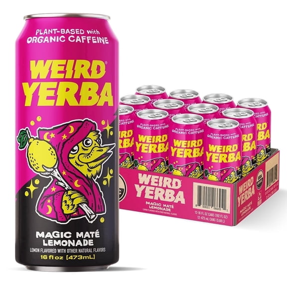 Drink Weird Organic Magic Mate Lemonade, 12pk 16oz Cans - a Better Energy Drink Alternative
