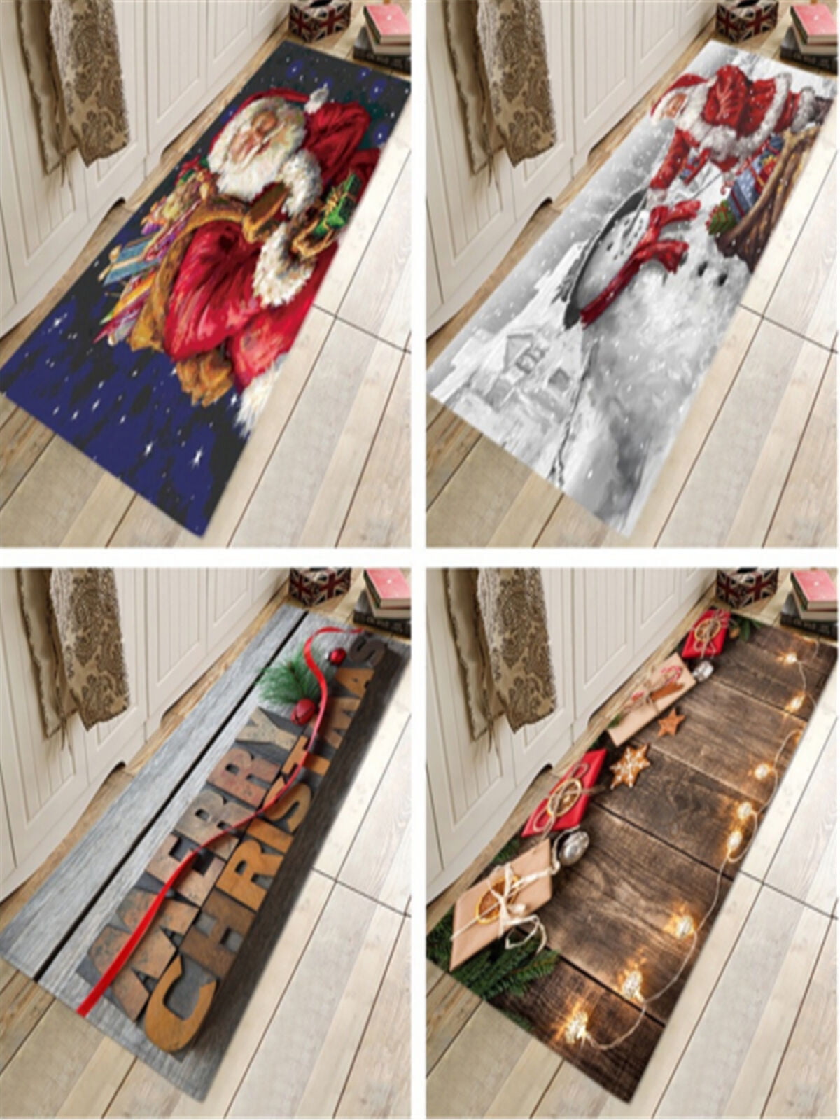 6 x ASSORTED CHRISTMAS NOVELTY MACHINE WASHABLE DOOR FLOOR MATS RUG 40 X 60 CM