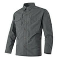 thumbnail image 5 of HUANBAI Mens Loose Cargo Shirt Outdoor Casual Pure Cotton Youth Shirt Solid Color, 5 of 6