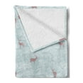thumbnail image 2 of Deer Soft Flannel Fleece Blanket, Winter Forest Background with Reindeer Abstract Fir Tree Pattern Snowy Nature, Cozy Plush for Indoor and Outdoor Use, 60" x 80", Bluegrey Dried Rose, by Ambesonne, 2 of 5