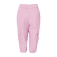 thumbnail image 6 of Stamzod Capri Cargo Pants for Women Casual High Waisted Knee Length Capris with Pockets for Summer Athletic Travel Pink M, 6 of 9