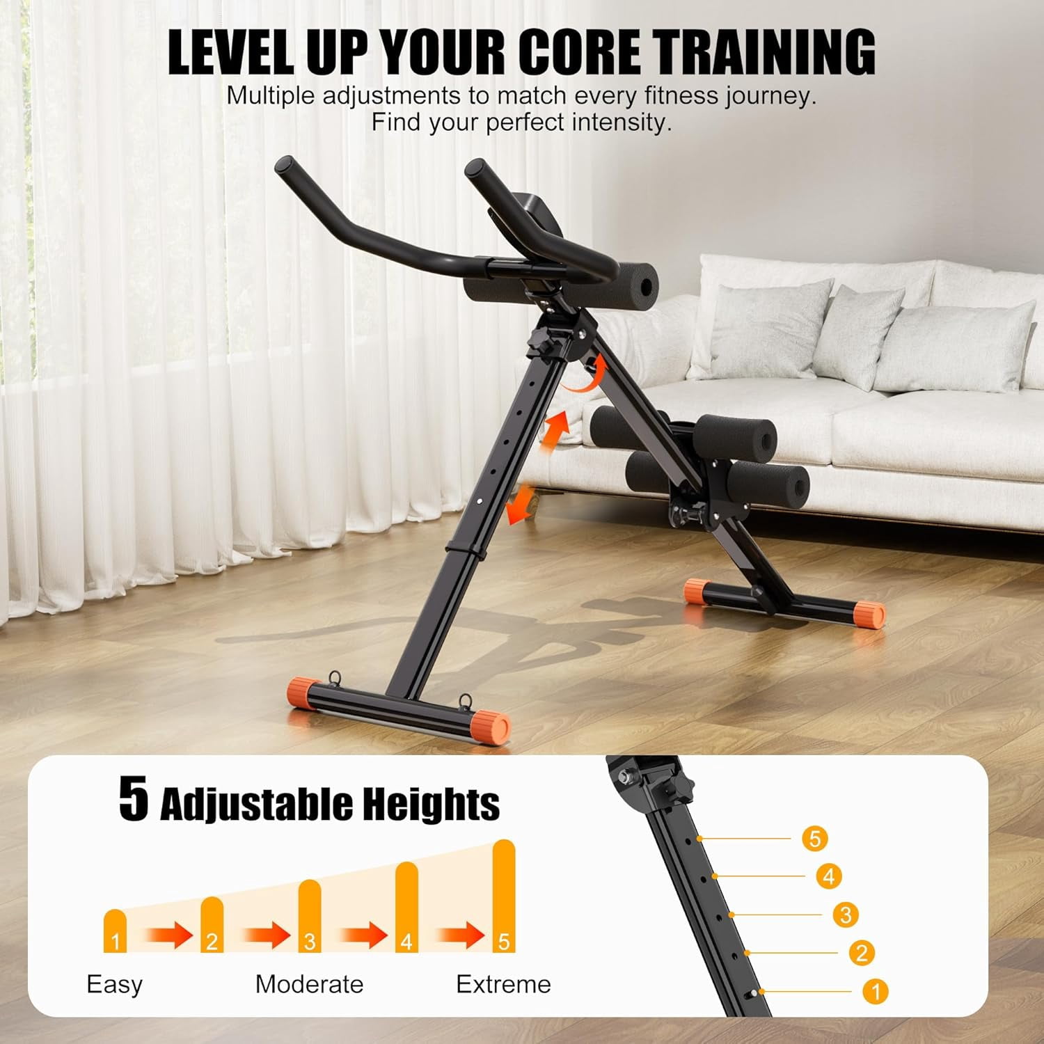 Foldable Ab Machine Trainer with Smart Display for Core Strength Workout at Home Gym