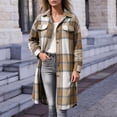 thumbnail image 5 of Annhoo Womens Long Trench Coat Single Breasted Checkered Long Sleeve Lapel Overcoat Fall Winter outerwear Jackets, 5 of 7