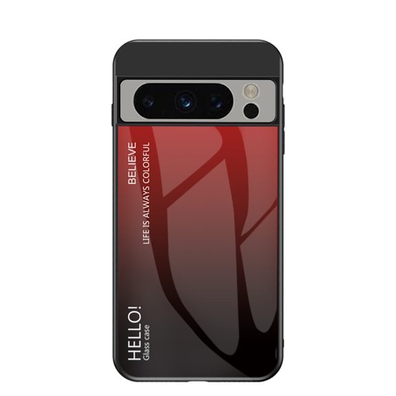 for Google Pixel 8 Pro Case 6.7-inch, 3-Layer Shock Absorbing Rugged PC Back & TPU Bumper Slim Gradient Glass Anti-Fall Drop-Protection Shell Designed for Google Pixel 8 Pro, Red