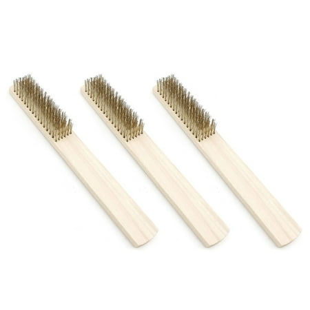 

3Pcs Copper Wire Brush Wood Handle Wire Brush Rust Removal Cleaning Brush 8.07