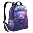 thumbnail image 2 of Lsque Cool Lion Head Pattern Backpack – School Travel Canvas Daypack with Ergonomic Padded Straps, Multiple Compartments & Leather Handle, 2 of 5