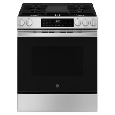 General Electric 30 in Slide-In Double Oven Gas Range in Silver