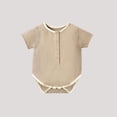 thumbnail image 5 of Mgmyaa Baby Boys Girls Pure Cotton Muslin Short Sleeve Bodysuit Snap Closure Summer Romper Newborn Jumpsuit for 3-24 Months, 5 of 9