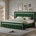 thumbnail image 2 of 4 EVER WINNER King Bed Frame with Headboard, Velvet Upholstered Platform Bed Frame King Size with Diamond Headboard & Footboard, Wooden Slats Support, No Box Spring Required, Easy Assembly, Green, 2 of 9