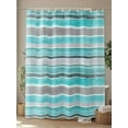 thumbnail image 4 of Shower Curtains for Bathroom-60"x72", Turquoise Gray Striped Waterproof Bath Curtain Grommet Shower Curtain Set with Hooks, Vintage Horizontal Stripes Washable Bath Accessories, 4 of 6