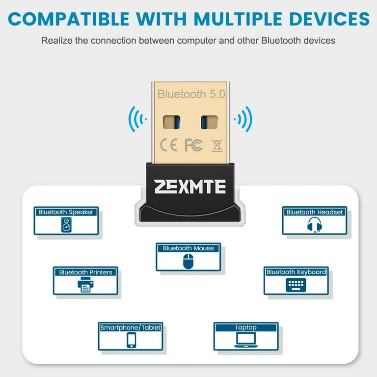 Weinig knijpen Lee Zexmte USB Bluetooth Adapter for PC USB 5.0 Dongle Support Windows 10/8/7,  Desktop, Laptop, Mouse, Keyboard, Headsets, Speakers - Walmart.com