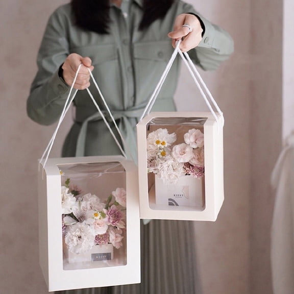 HEATSHAKING 3Pcs Coated White Card Flower Packing Boxes Easy to Assemble and Disassemble for Birthday Party 16x16x20in