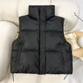 thumbnail image 6 of Winter Women Vest Coat Thickened Padded Zipper Closure Stand-up Collar Sleeveless Solid Color Winproof Heat Retention Outdoor Down Coat, 6 of 8