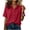 Red, variant on Women's Casual Short Sleeve Collar Hoodie Blouse, Solid Color Imitation Linen Top