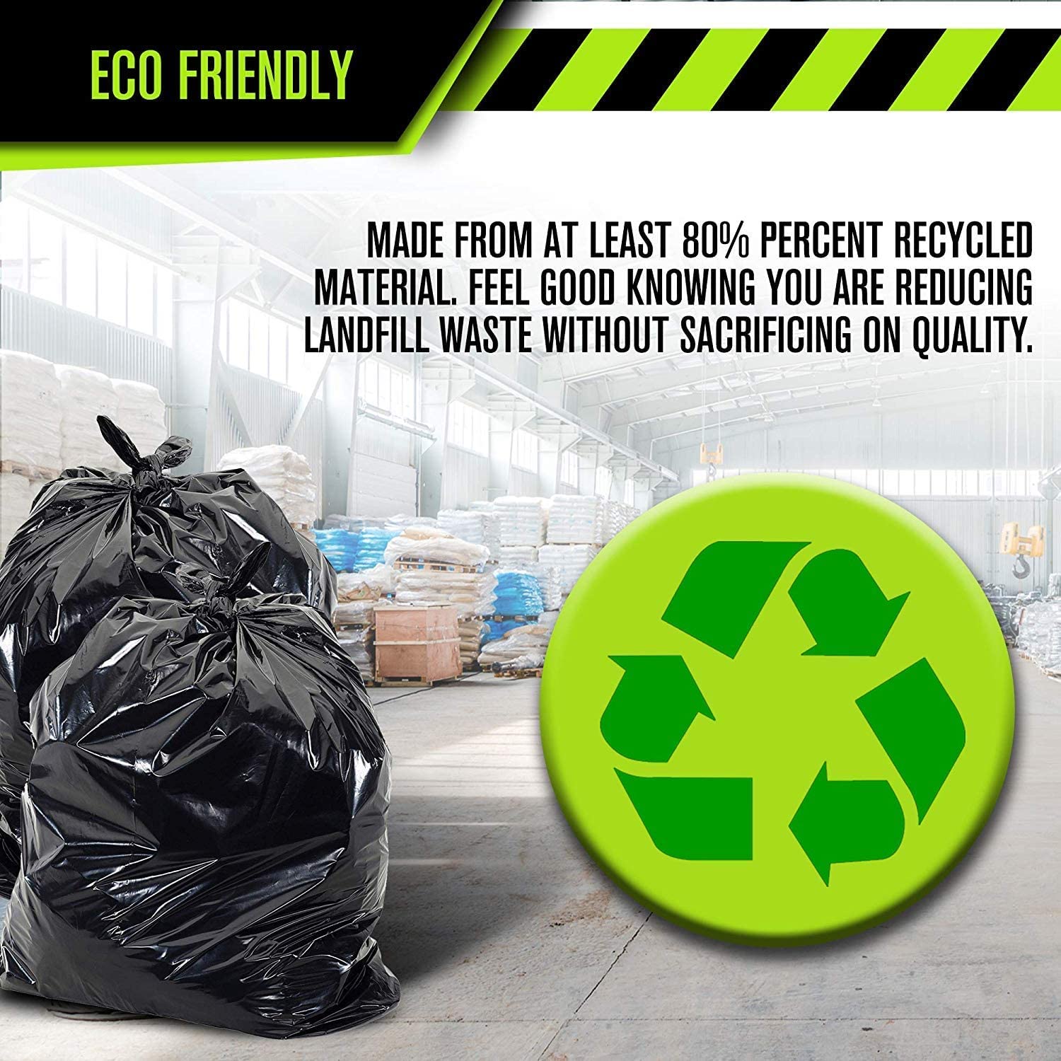 GYDEK Trash Bags, 60 Gallon Heavy Duty Garbage Bag & Kitchen Trash Bags,50 Count Trash Bags Tall Kitchen - Large | Recycling Black Trash Bags for Outdoor,Contractor, Lawn, Leaf