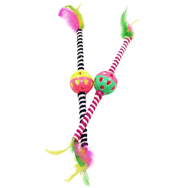 Cat Teaser Wand Creative Bell Fake Feather Cat Teaser Toy Cat Interactive Toy