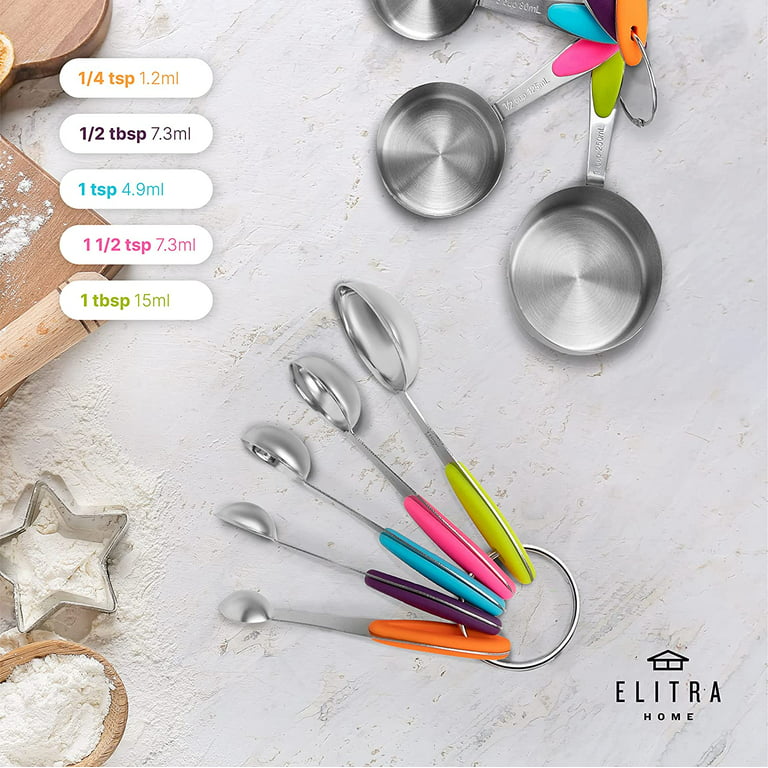 Elitra Home 13 Pieces Measuring Cups and Spoons Set, Includes 10