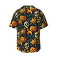 thumbnail image 5 of Uemuo Halloween Skull Pattern Cotton Linen Short Sleeve Shirts,Casual Lightweight Button Down Shirts,Vacation Beach Summer Tops-Large, 5 of 7