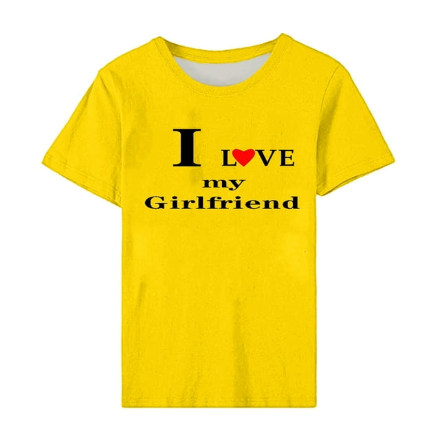 Qiopertar Clearance à Moins de 5$ T-shirt Homme Édition Couple Imprimé Amour Col Rond Manches Courtes