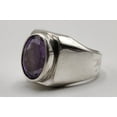 thumbnail image 2 of Natural Purple Amethyst Mens Ring Sterling Silver 925 Purple Amethyst Ring Neelam Ring Purple Gem Ring Handmade Ring, 2 of 3