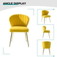 thumbnail image 5 of Home Velvet Dining Chairs Set of 2 Upholstered Wingback Accent Side Chairs Metal Legs Living Room Kitchen Yellow, 5 of 8