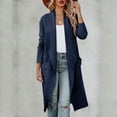 thumbnail image 4 of Womens Casual Long Sleeve Draped Open Front Knit Pockets Long Cardigan Jackets Sweater, 4 of 5