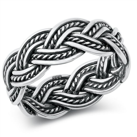 Oxidized Sterling Silver Braided Rope Ring Size 11
