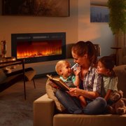 Electric Fireplace,36-Inch Recessed & Wall-Mounted Electric Fireplace – Modern LED Fireplace Heater with Remote Control, Adjustable Flame Color & Speed, Timer, Low Noise, 750W/1500W