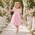 thumbnail image 2 of IPIO Toddler Girls Butterfly Tulle Party Dress with Bow, Short Sleeve Princess Dress for Birthday Wedding Summer, 2 of 6