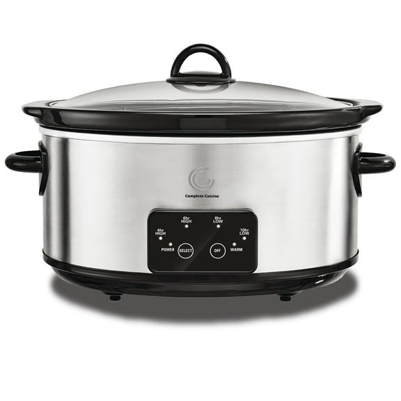 Complete Cuisine 6.0 QT Programmable Slow Cooker, Stainless Steel