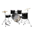 thumbnail image 2 of 5-Piece Full Size Adult Drum Set with Bass Drum/Tom Drum/Snare Drum/Floor Tom/Ride Cymbal - Complete Professional Percussion Kit with Stainless Steel Hardware and Height Adjustable Stool - Black, 2 of 10