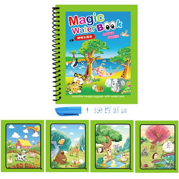 Libro de dibujos de agua para niños Libro de colorear de rompecabezas para jardín de infantes reutilizable Libro de dibujos de agua para bebés repetidos