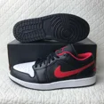thumbnail image 4 of Ni - ke Ni - ke Air Jordan 1 Low Shoes Men’s SZ 10.5 Black/Fire Red/White 553558-063, 4 of 5