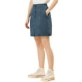 thumbnail image 4 of DARING DIVA Women's A-line Button Front Denim Short Skirt XL Dark Blue, 4 of 6