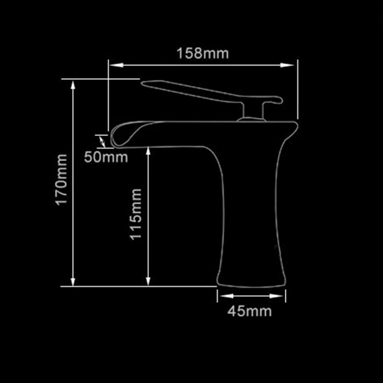 Waterfall Faucet for Bathroom Sink Brushed Gold, Solid Brass, Hot and Cold Water Mixer Tap, Waterfall Single Handle Bathroom Sink Faucet, High